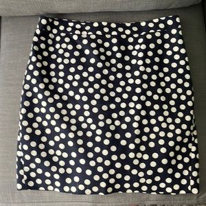 Navy jcrew polka dot pencil skirt